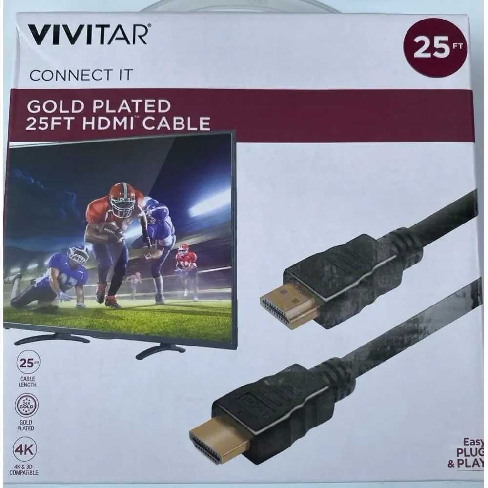 Vivitar 25ft Connect it Gold plated‎ HDMI CABLE